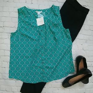 NWT Croft & Barrow Turquoise Sleeveless Blouse